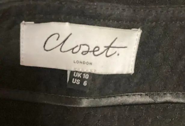 Closet Black Asymmetrical Button Front Pencil Cut Knee Length Wrap Skirt Size 6