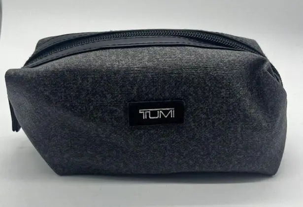 TUMI for Delta Make Up Bag Black Canvas Mini Case Zip Toiletries/Cosmetic Bag