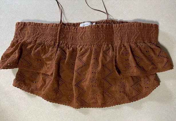 Greylin Women's Alecia Off-Shoulder Brown Blouse Size M