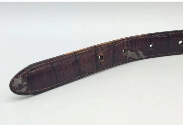 Black & Two Tone Silver & Gold Faux Croc Leather Western Belt Size M Cowgirl