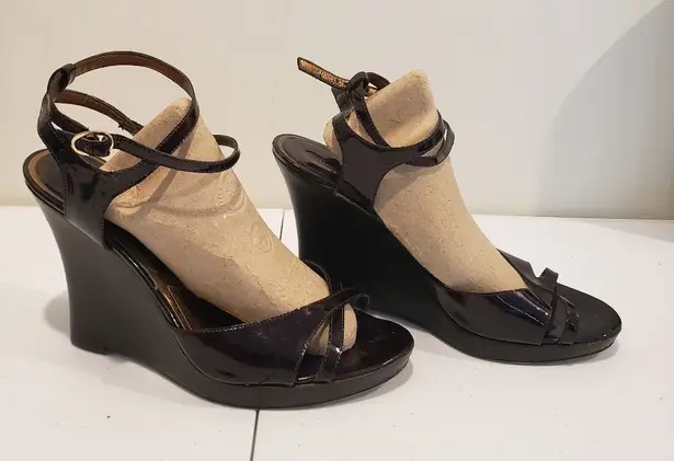 Enzo Angiolini Black Wedge Sandals