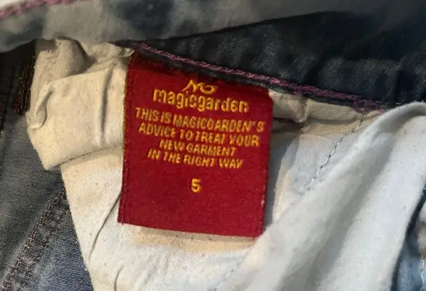 Vintage Magic Garden Acid Wash Flare Leg Jeans, Sz 5 Blue