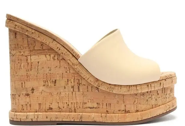 Schutz Dalle Nappa Leather & Cork Sandals / Shoes Egg Shell Cream Size: 10 NIB