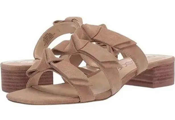 Sole Society  Sandal Heel Ezah Bow Tan Suede Leather  Sz 8