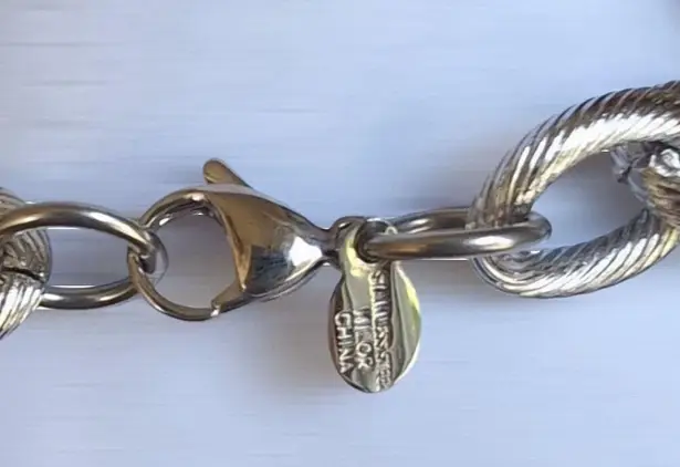 Milor Stainless Steel Spiral Etched Oval Link Chunk Chain Necklace Lobster Clasp Silver