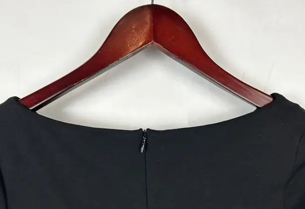 MM.LaFleur size 0 classic black sheath dress split neck career office work wear