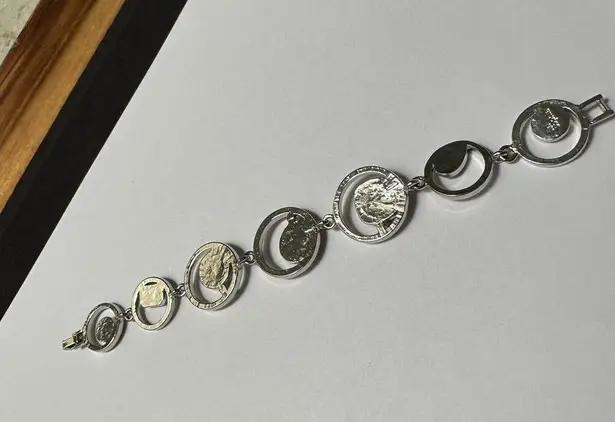 Lia Sophia Women’s Signed Rhinestone Silver Tone Brown Bracelet 7.5 Inch