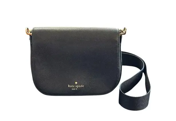 Kate Spade Black Leather Saddle Bag