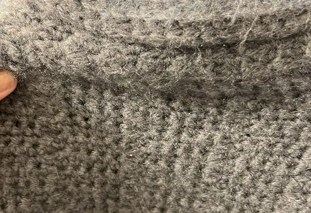 Handmade wool chunky knit crotchet sweater (no pill) Gray Size undefined