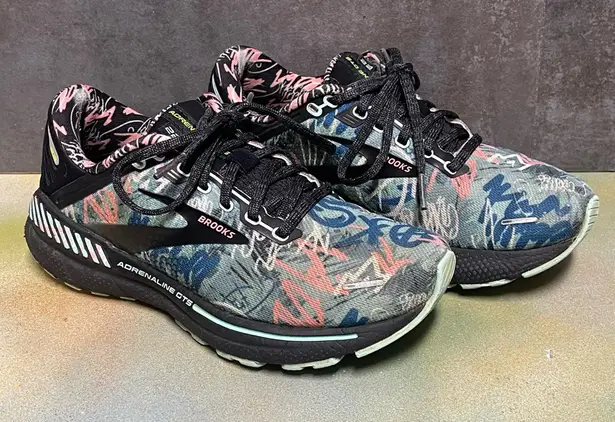 Brooks Adrenaline GTS 22 Black/Yucca/Flamingo Pink Women's Sneakers Size 6.5B