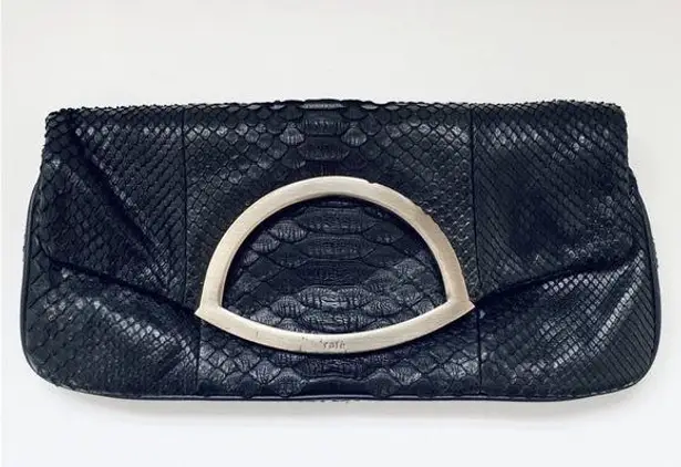 Rafe leather croc embossed clutch Black