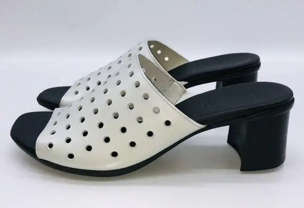 Munro NEW Jules Perforated Heeled Mules White Silver Wash Nubuck Size 8 …