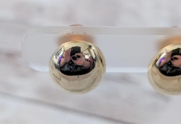 Vintage Clip On Earrings Mirrored Gold Tone Oval 7/8"