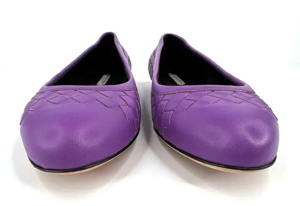 Bottega Veneta Intrecciato Woven Purple Leather Ballet Ballerina Flats EU 35
