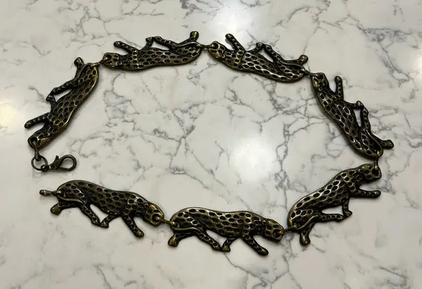 Bronze Leopard Chain Belt Gold