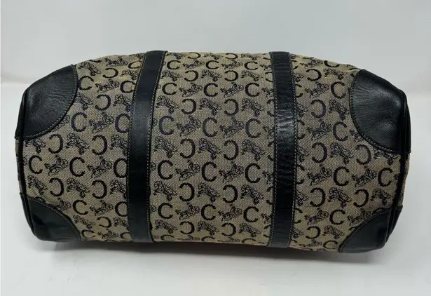 CELINE Vintage Macadam Boston Bag – Triomphe Horse Carriage Logo, Navy Canvas