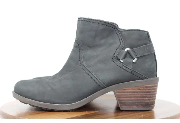 Teva Boots Womens Size 8.5 Black Foxy Ankle Boot Leather Stacked Heel 1006317
