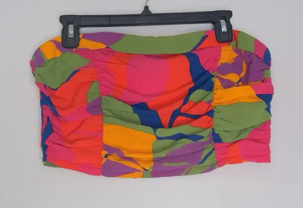 Soleil Abstract On The Low Pleated Tube Top Size Medium Pink