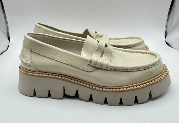 Pedro Garcia Sebas Lug Loafers Women's Shoes Cream Lug Sole Chunky Size 40 US 10