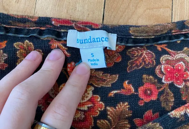 Sundance Black Cordelia Bloom Cotton Henley Thermal Top Onyx floral