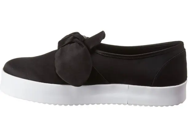 Rebecca Minkoff Black Satin Bow Slip-On Sneakers