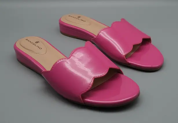 Bandalino Women's Pink Kayla Sandals Leather Scalloped Slide Size 8M