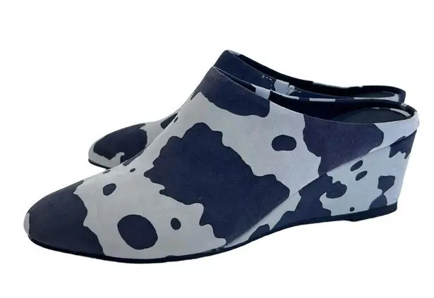 Pelle Moda Mules Women Cow Print Wedge Black Size 6
