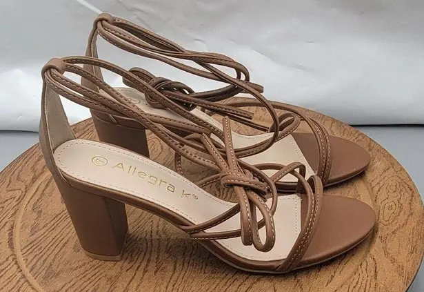 Allegra K Strappy One Strap Lace Up Chunky Heels Sandals Women's SIze 7 NWOB