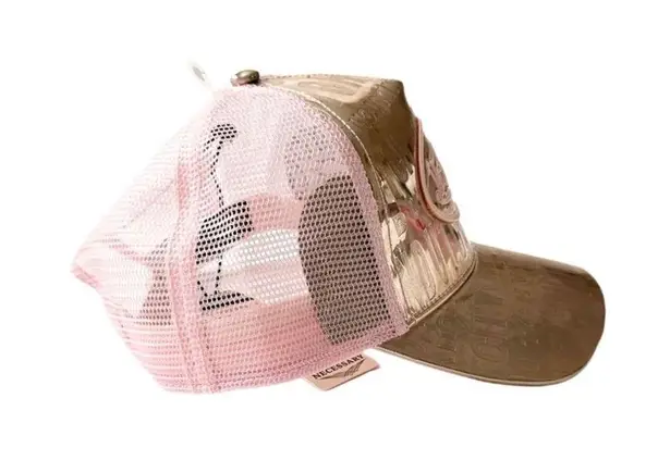 Von Dutch  Unisex Reflective Trucker Snapback Hat Rose Gold & Pink Streetwear NWT