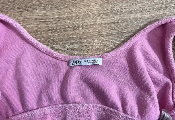 ZARA pink cropped shirt bra