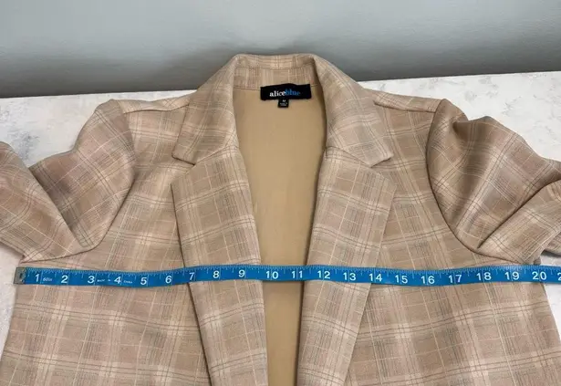 Alice Blue Women's Blazer Size M Plaid Tan Sparkle Teal