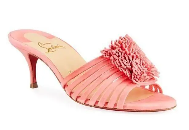 Christian Louboutin  Belbrossa Pompom Red Sole Slide Sandal size 37