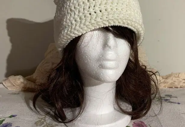 Handmade White Cat Beanie Hat