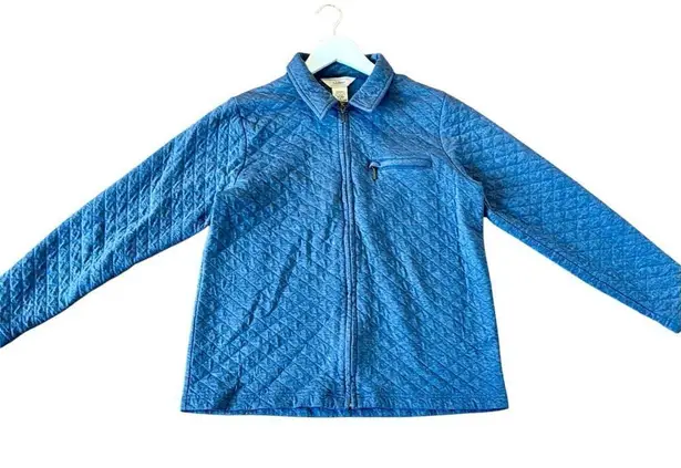 L.L. Bean blue quilted full zip collared sweater size small Blue