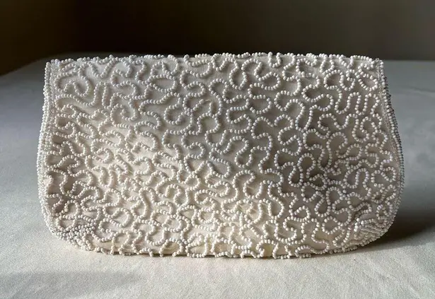 Vintage Beaded Envelope Clutch Ivory Cream Special Occasion Wedding Bridal