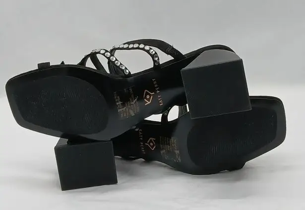 Katy Perry The Layla Sandals Womens 9.5M Black Rhinestones Block Heel Shoes