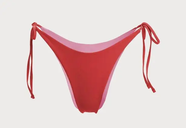 Berlook Ribbed Tie Reversible Bikini Bottom ONLY 03 Red Size L