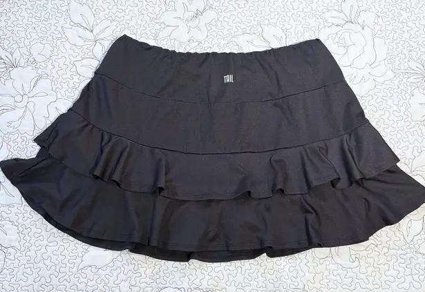 TAIL Doubles Multi Ruffle Tennis SPF 45+ protection Skirt/Skort in Black Sz L Size L