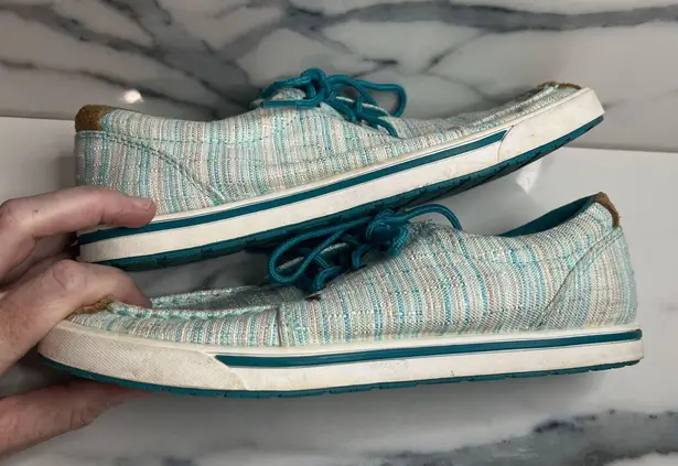 Twisted X Women's Teal Stripe Canvas Casual Hooey Loper Sneakers Shoes Sz 7
