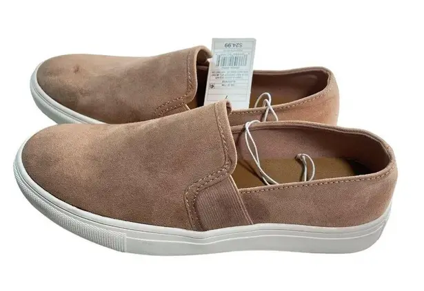 Womens Suede Sneakers Slip On Pink Rose Blush Twin Gore Size 7 u Universal Threa