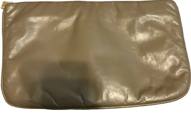 Anne Klein Vintage  For Calderon
Taupe Leather Clutch Bag