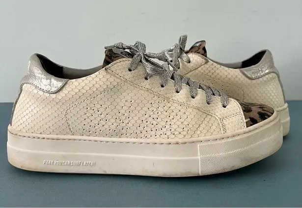 P448 Thea Python Roccia White Leather Platform Sneakers