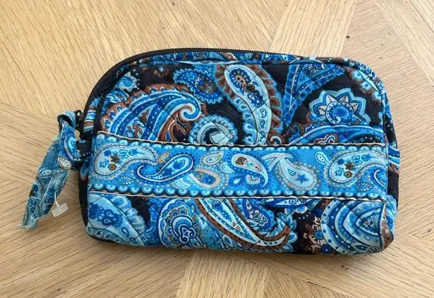 ☘️Stephanie Dawn Mocha Paisley Blue paisley Cosmetic bag retired