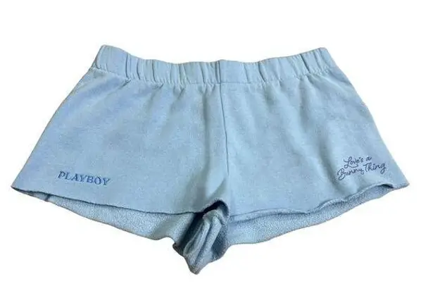 PacSun Playboy By  Women's M Blue Cotton Elastic Waist Sweat Shorts Soft Cozy