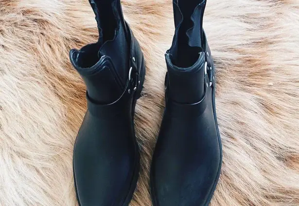 Bernardo Zoe Rain Boot Lug Sole Chelsea Rubber Ankle Bootie in Black