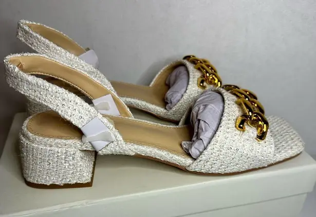 MOTF Tweed Chain Slingback Sandals white casual classic stylish fashion work Size undefined
