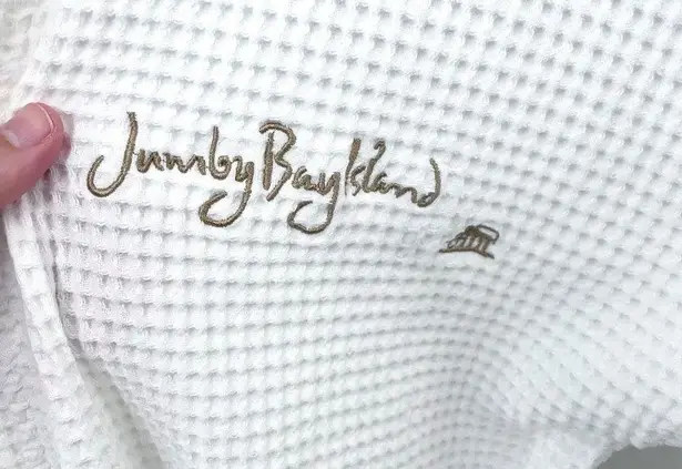 Frette Unisex Embroidered Jumby Bay Island Waffle Robe White Size M Size M