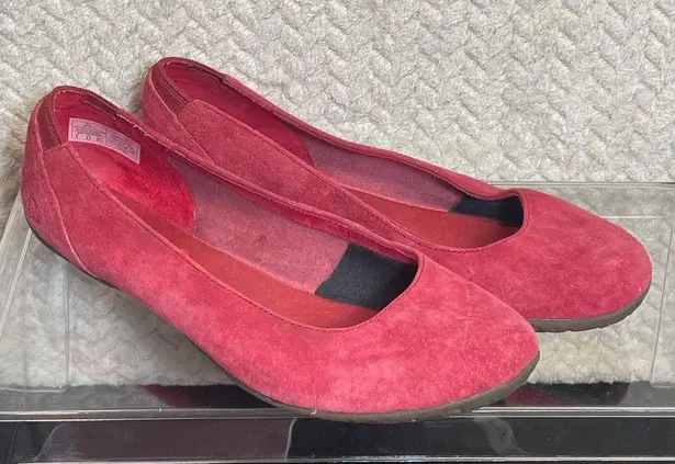 Merrell Red Suede Ballet Flat Shoes Women Size 8 Balletcore Cottagecore coquette