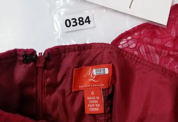 ML Monique Lhuillier Red Lace Fit & Flare Dress Size 6