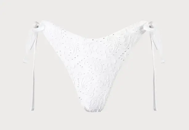 Berlook Textured Twist Bralette Bikini Top and Textured Tie Bikini Bottom 50 White Size M